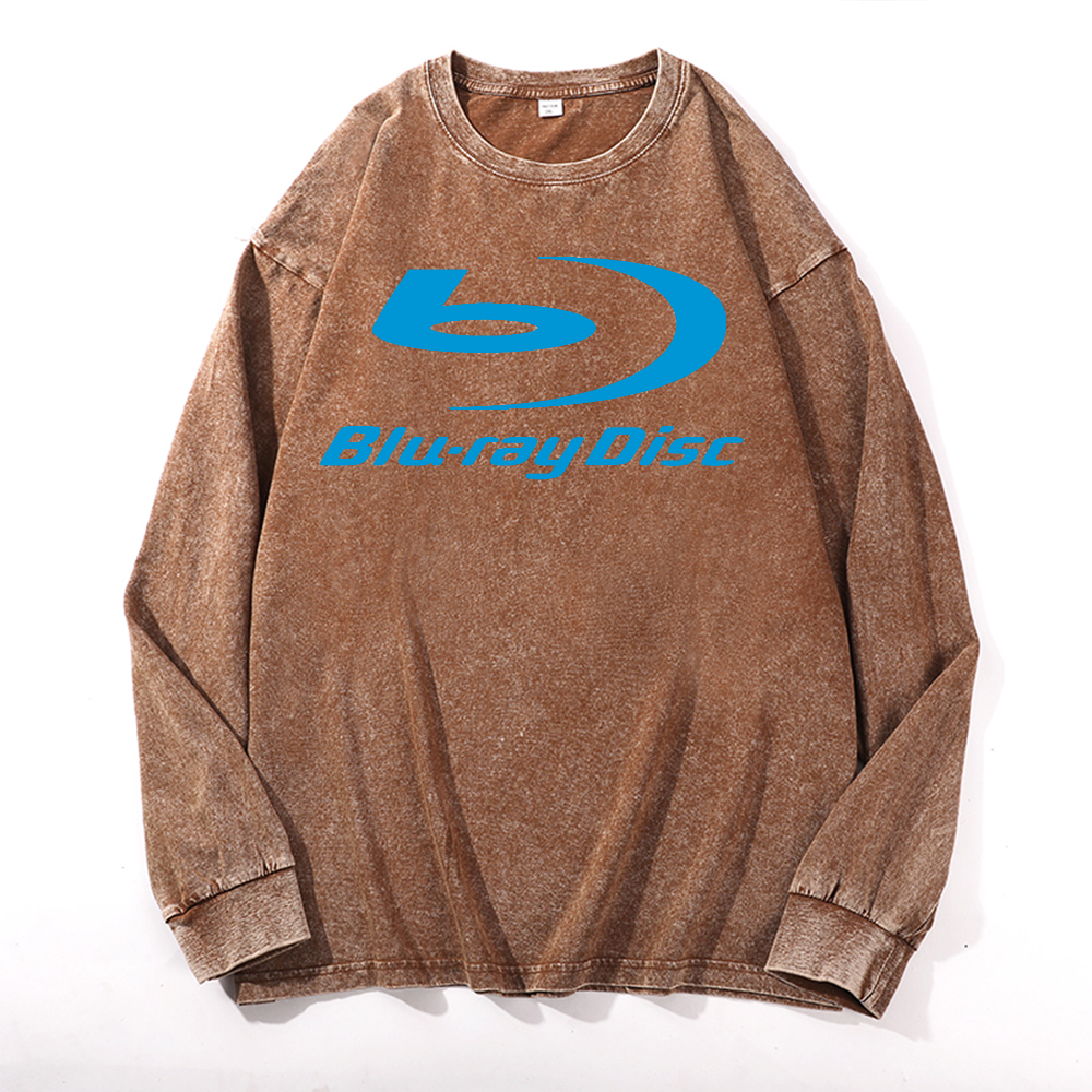 Sony Blu-ray Disc Vintage Cotton Wash Crewneck Long-Sleeve T-Shirt