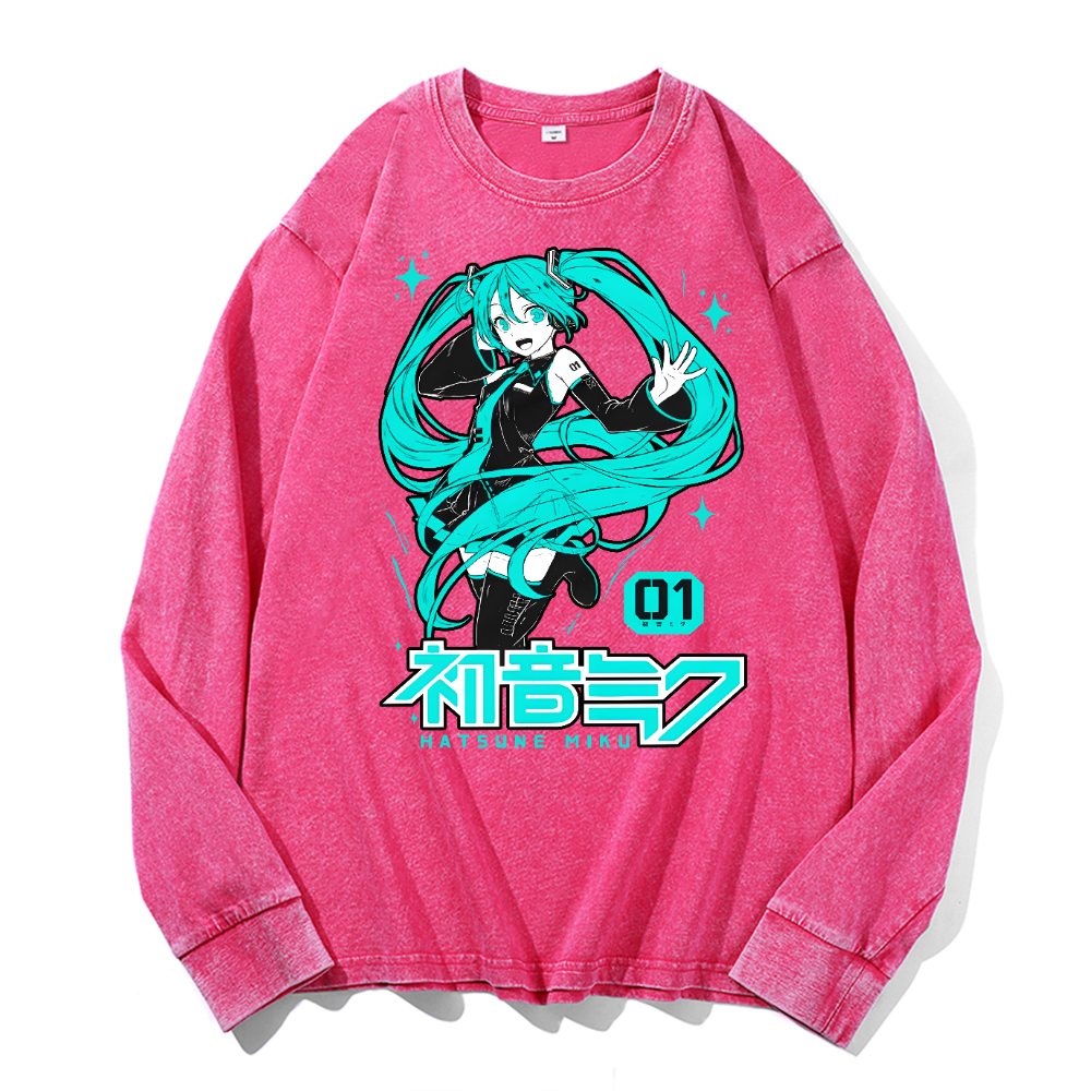 Hatsune Miku Vintage Cotton Wash Long-sleeve T-shirt