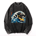 Vintage Cotton Wash Crewneck Long-Sleeve T-Shirt