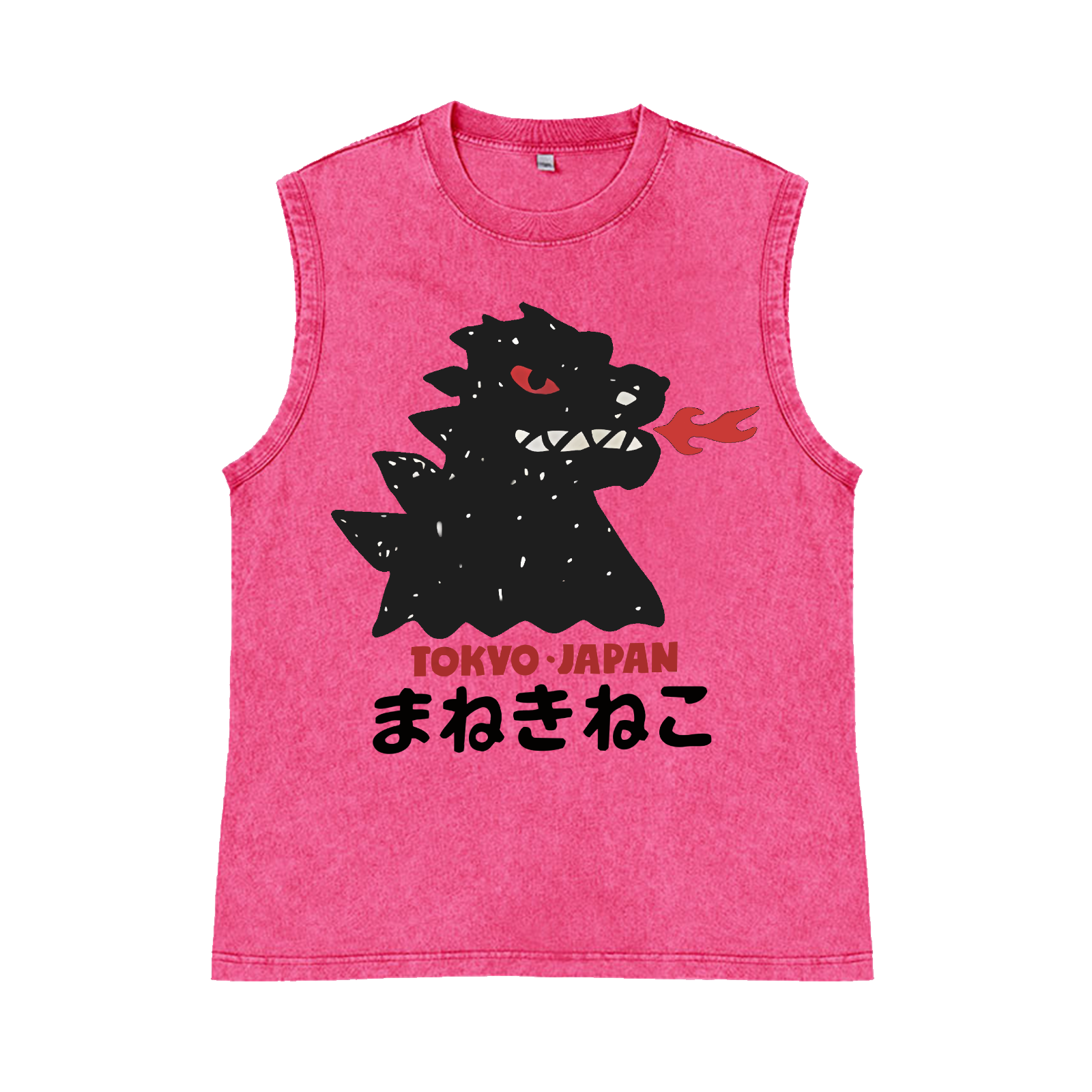 Kaiju Monster Tokyo Japan Pure Cotton Wash-Dyed Sleeveless Tank Top