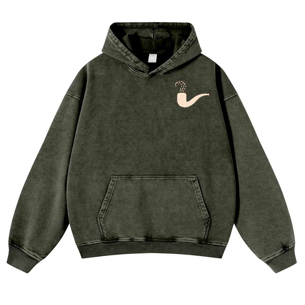 Cat Vintage Washed Cotton Back Art Hoodie
