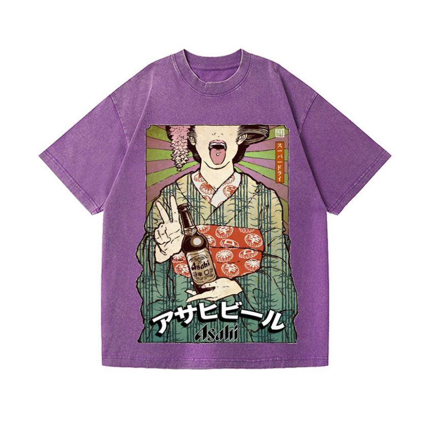 Asahi Breweries Beer Vintage Wash Japanese Design T-Shirt