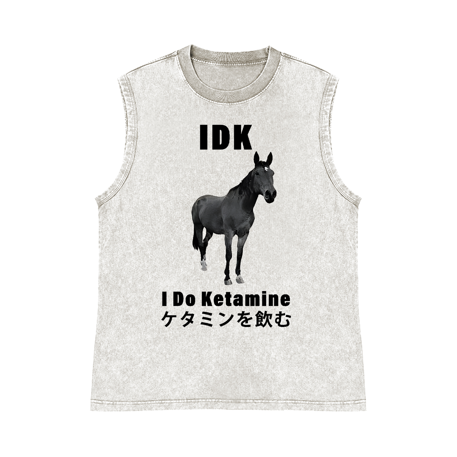 I Do Ketamine Horse Pure Cotton Wash-Dyed Sleeveless Tank Top