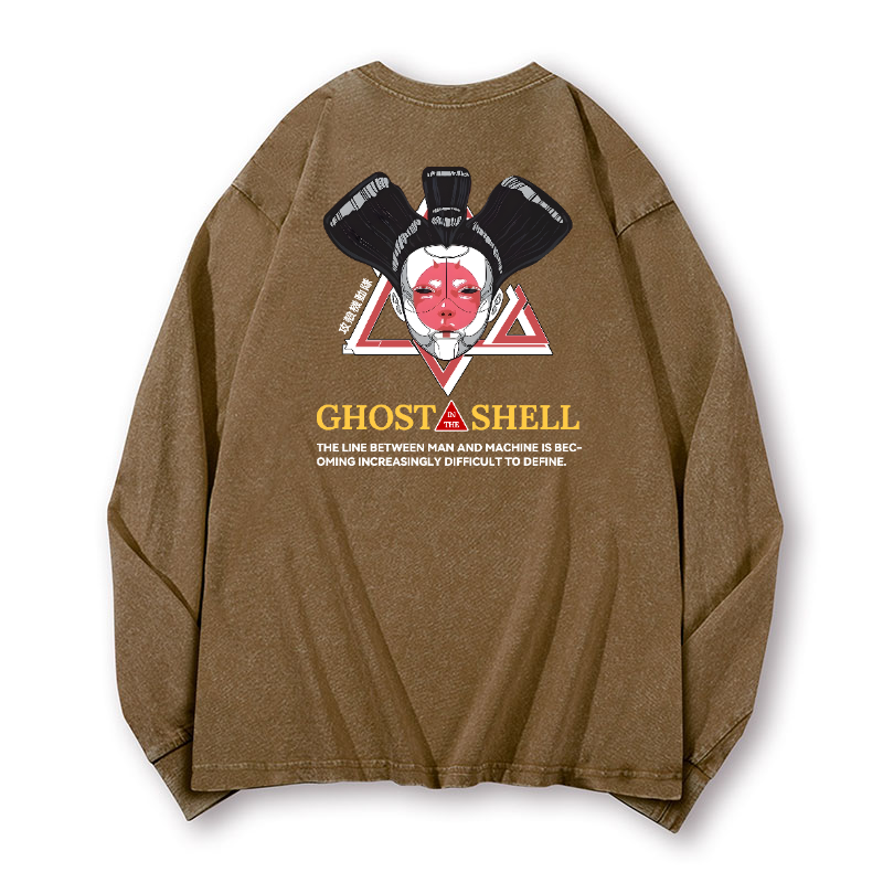 Ghost in the Shell Geisha Vintage Washed Cotton Back Art Long-sleeve T-shirt