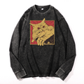 Cat Vintage Cotton Wash Long-sleeve T-shirt