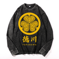 Tokugawa Ieyasu Vintage Cotton Wash Crewneck Long-Sleeve T-Shirt