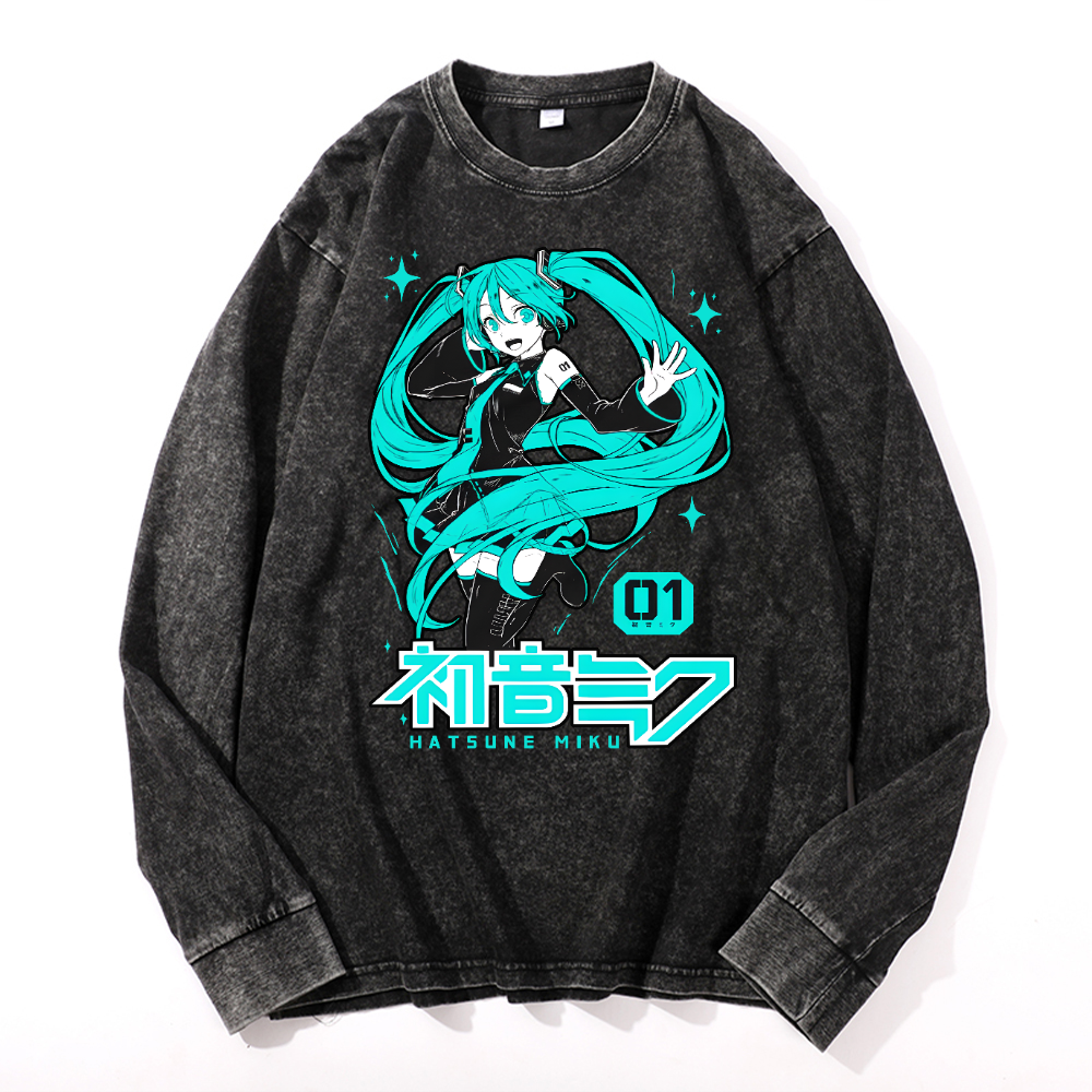Hatsune Miku Vintage Cotton Wash Long-sleeve T-shirt