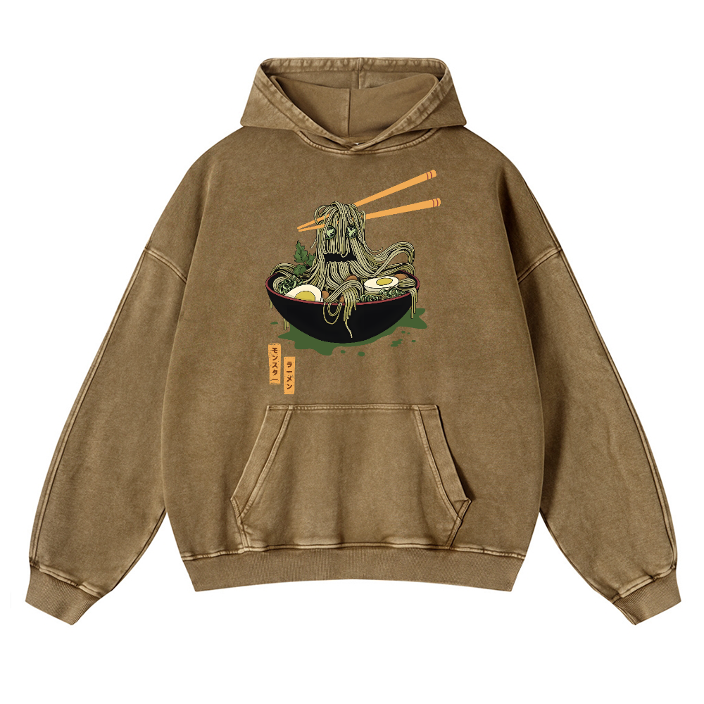 Monster Ramen Vintage Washed Thick Cotton Hoodie