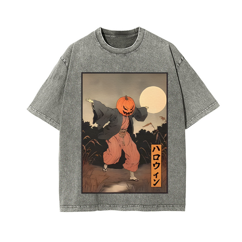 Kimono Pumpkin Person Vintage Wash Japanese Design T-Shirt