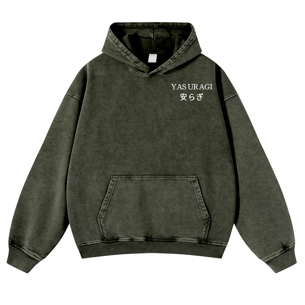 Yasuragi Vintage Washed Cotton Back Art Hoodie
