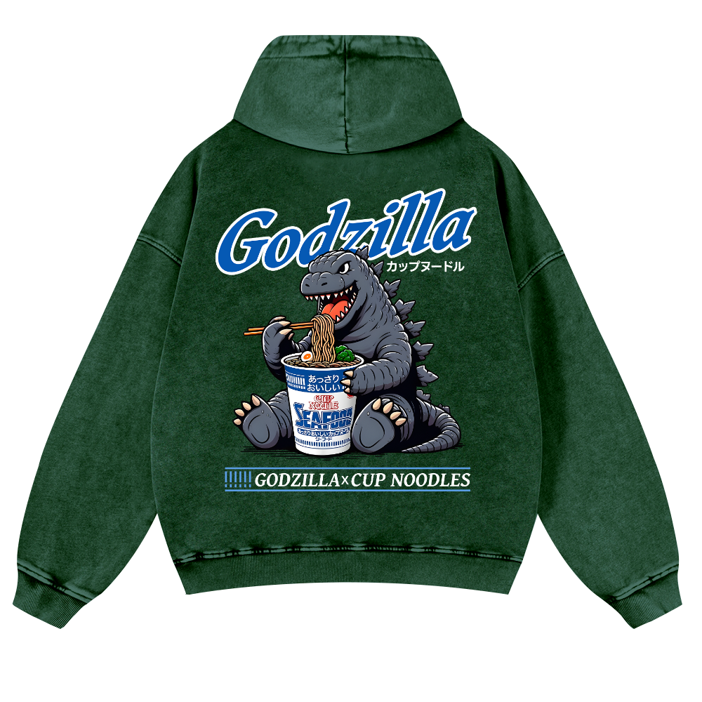 Kaiju Cup Noodles Vintage Washed Cotton Back Art Hoodie