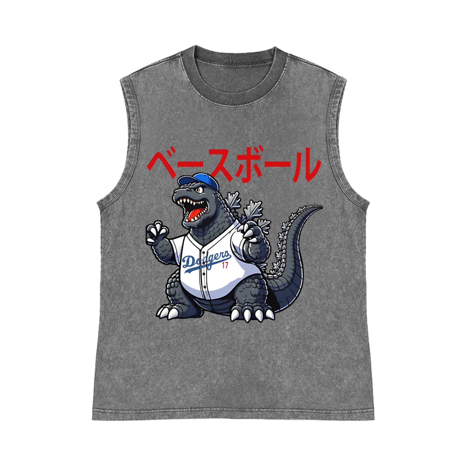 Dodgers Kaiju 17 Baseball Pure Cotton Wash-Dyed Sleeveless Tank Top