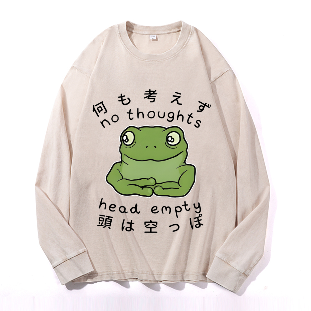 Vintage Cotton Wash Crewneck Long-Sleeve T-Shirt