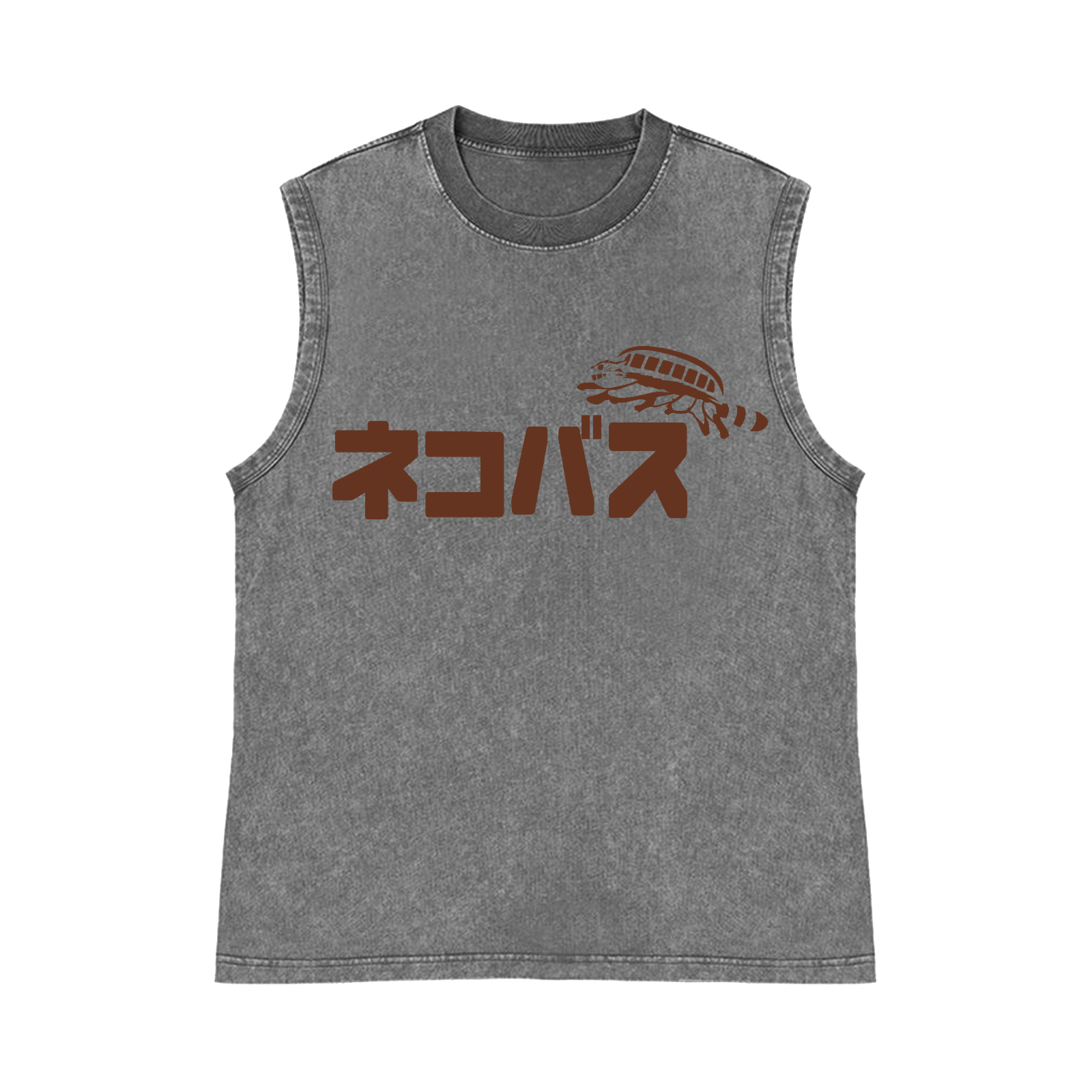 Ghibli Catbus Pure Cotton Wash-Dyed Sleeveless Tank Top