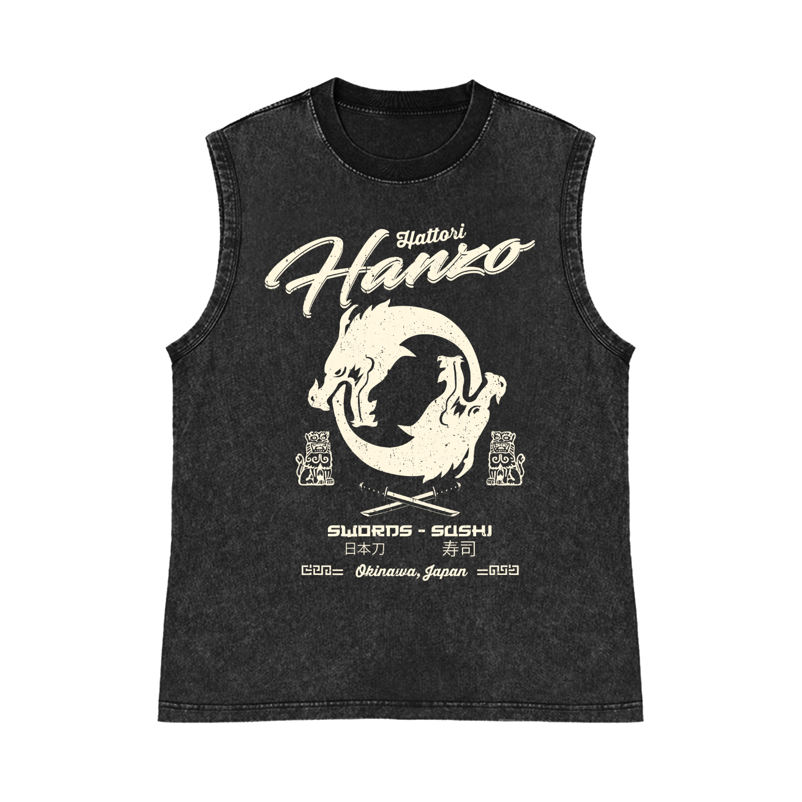 Hattori Hanzo Pure Cotton Wash-Dyed Sleeveless Tank Top