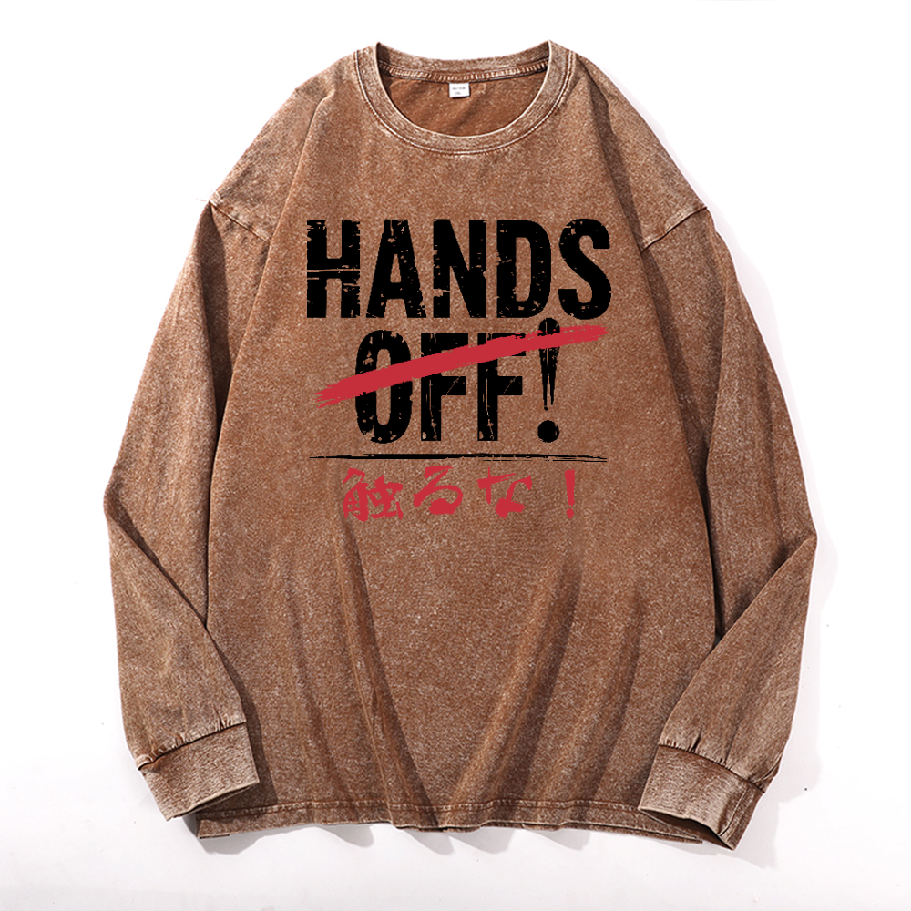 Hands Off Vintage Cotton Wash Long-sleeve T-shirt