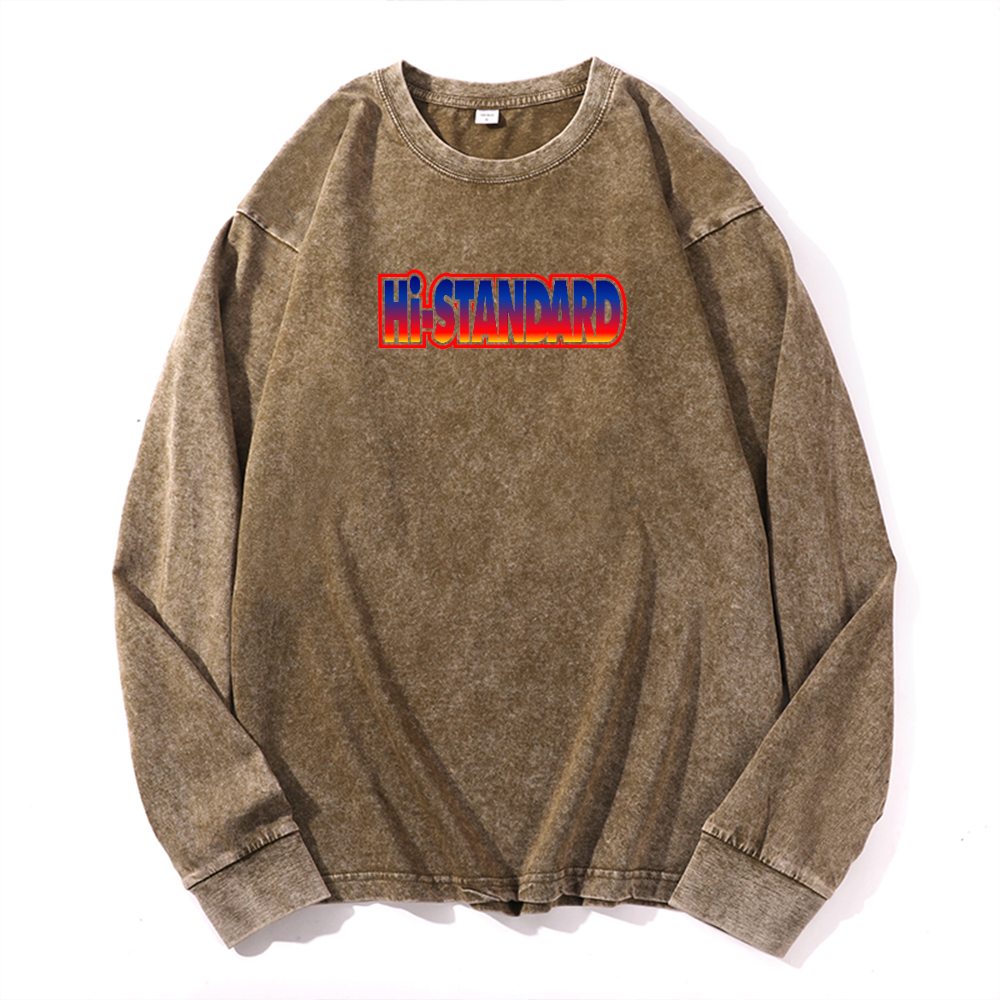 Vintage Cotton Wash Crewneck Long-Sleeve T-Shirt