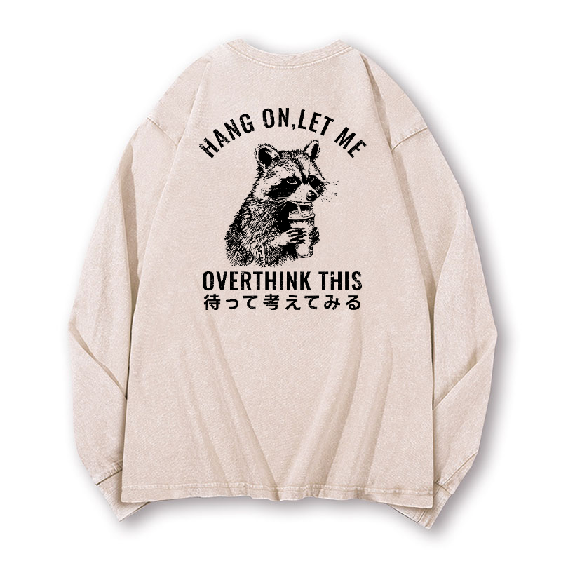 Racoon Vintage Washed Cotton Back Art Long-sleeve T-shirt