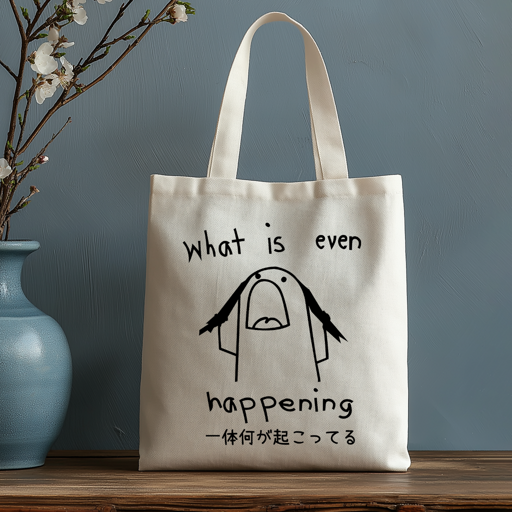 What's Even Happening Japanese Style Canvas Tote Bag