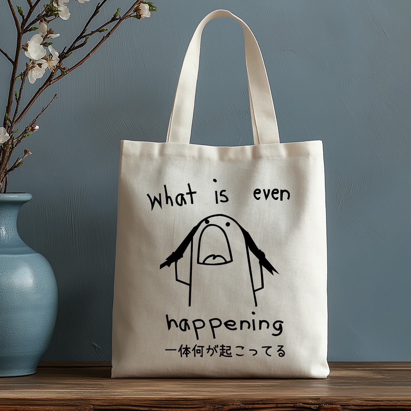 What's Even Happening Japanese Style Canvas Tote Bag