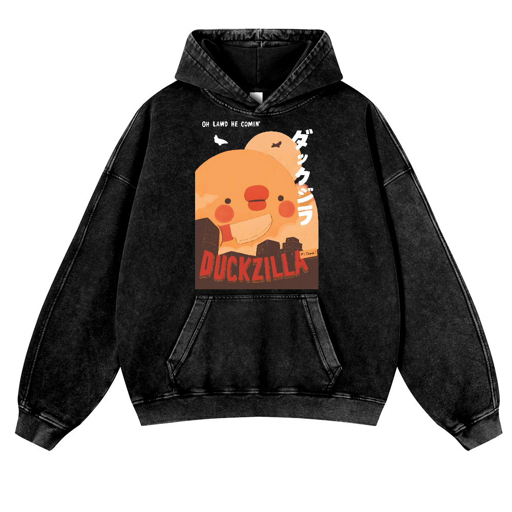 Duck Kaiju Vintage Washed Thick Cotton Hoodie