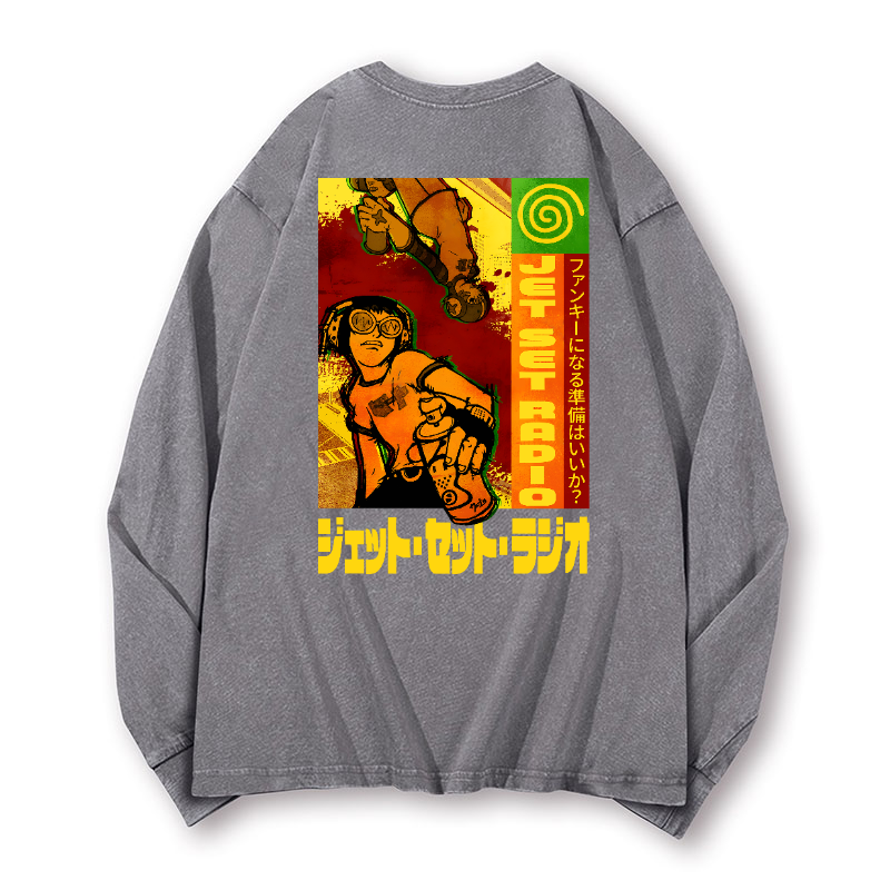 Jet Set Radio Vintage Washed Cotton Back Art Long-sleeve T-shirt