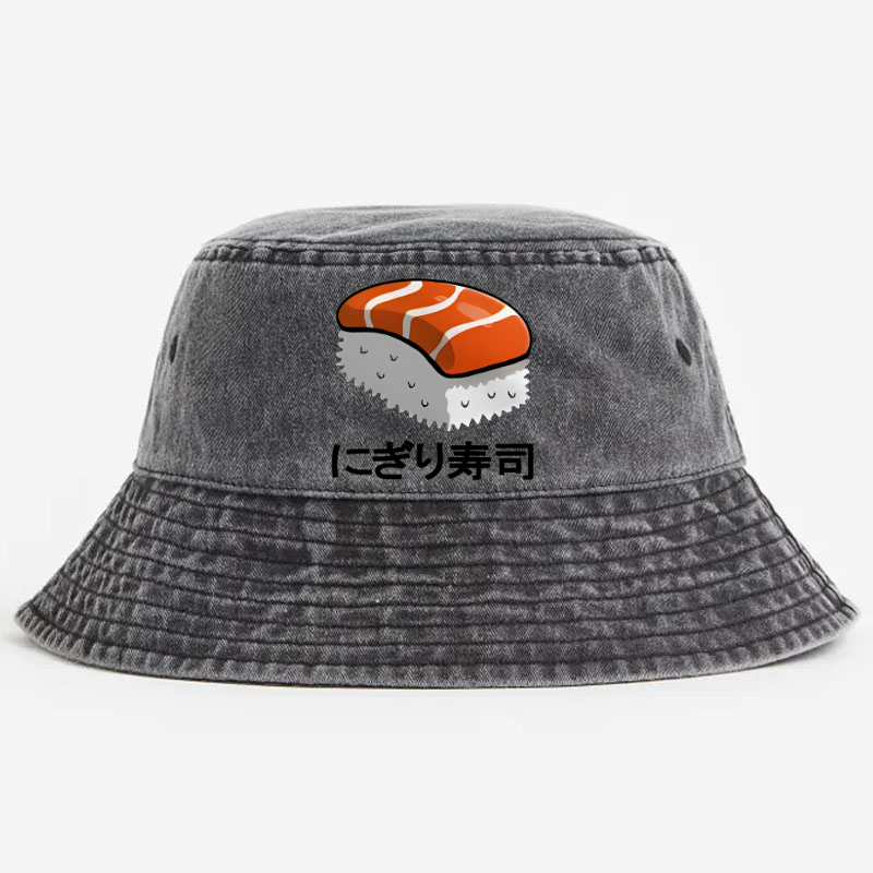 Sushi Cat Salmon Vintage 100% Cotton Bucket Hat