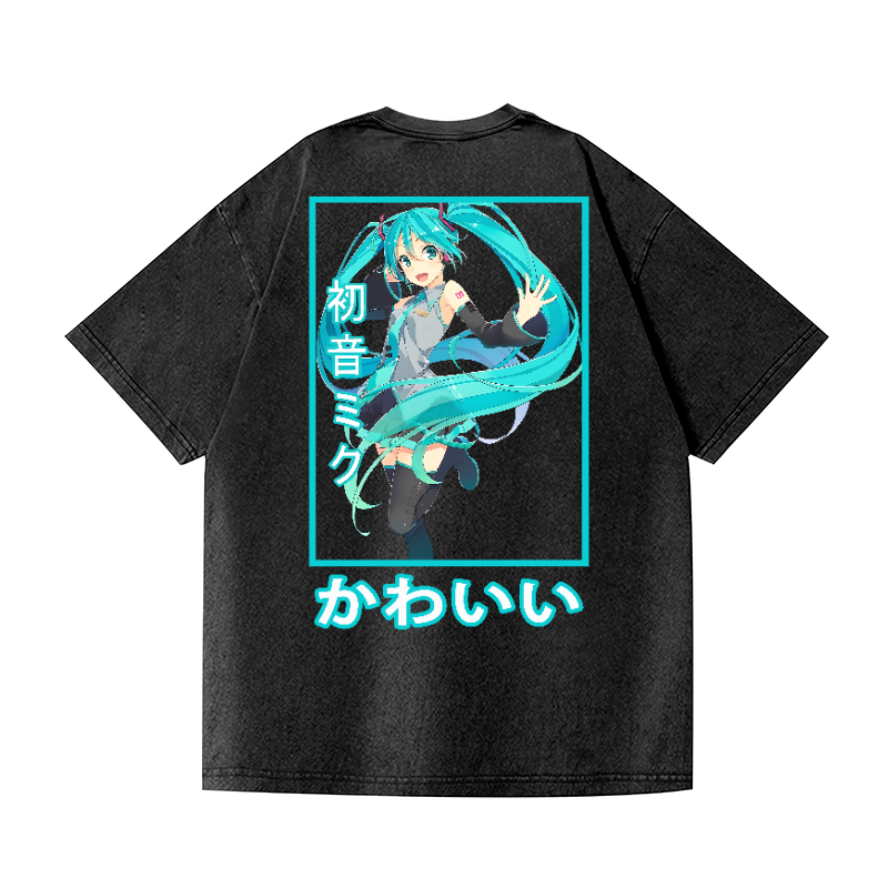 Hatsune Miku Vintage Wash Japanese Design Back Art T-Shirt