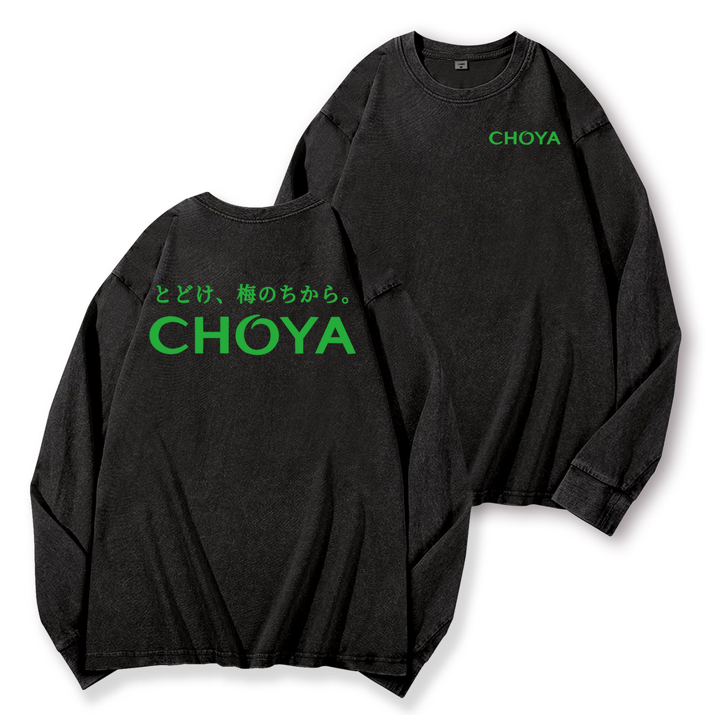Choya Vintage Washed Cotton Back Art Long-sleeve T-shirt
