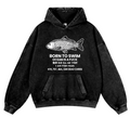 Fish Vintage Washed Thick Cotton Hoodie