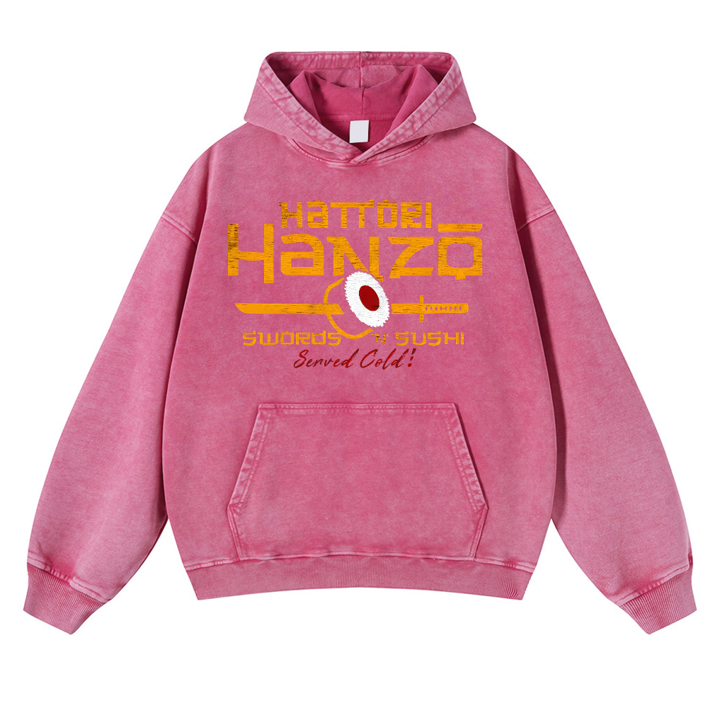 Hattori Hanzo Sushi Vintage Washed Thick Cotton Hoodie
