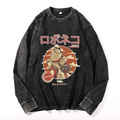 Vintage Cotton Wash Crewneck Long-Sleeve T-Shirt
