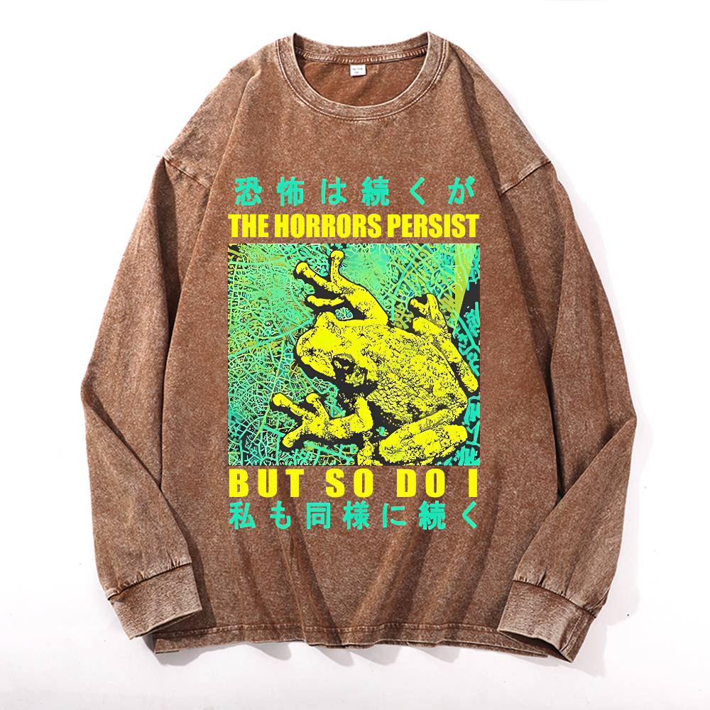Vintage Cotton Wash Crewneck Long-Sleeve T-Shirt