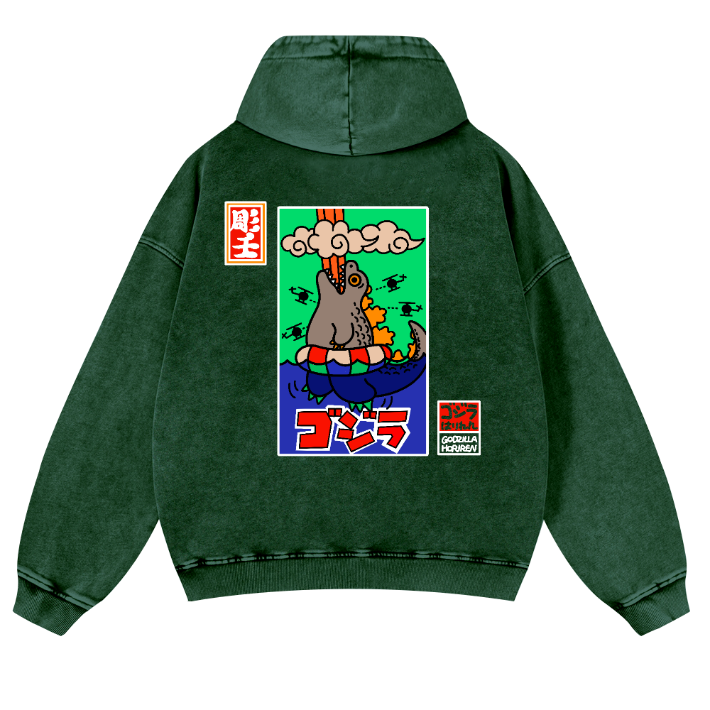Kaiju Vintage Washed Cotton Back Art Hoodie