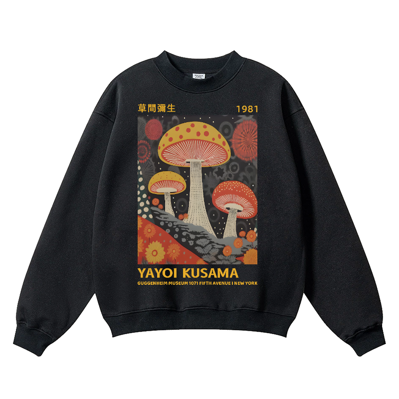 Yayoi Kusama Mushroom Vintage Cotton Blend Crewneck Sweatshirt