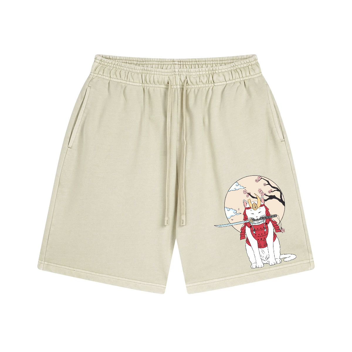 Samurai Cat Vintage Pure Thick Cotton Shorts