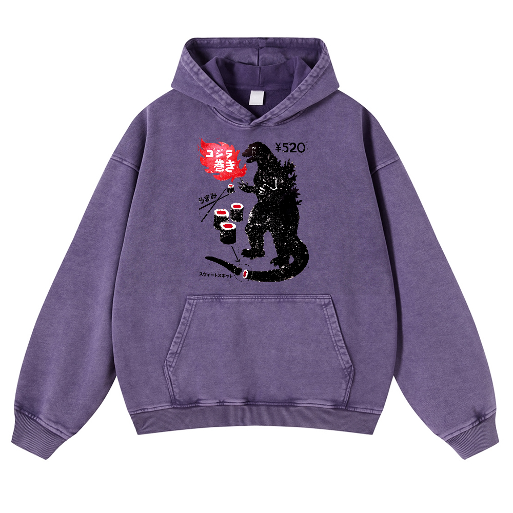 Sushi Kaiju Vintage Washed Thick Cotton Hoodie