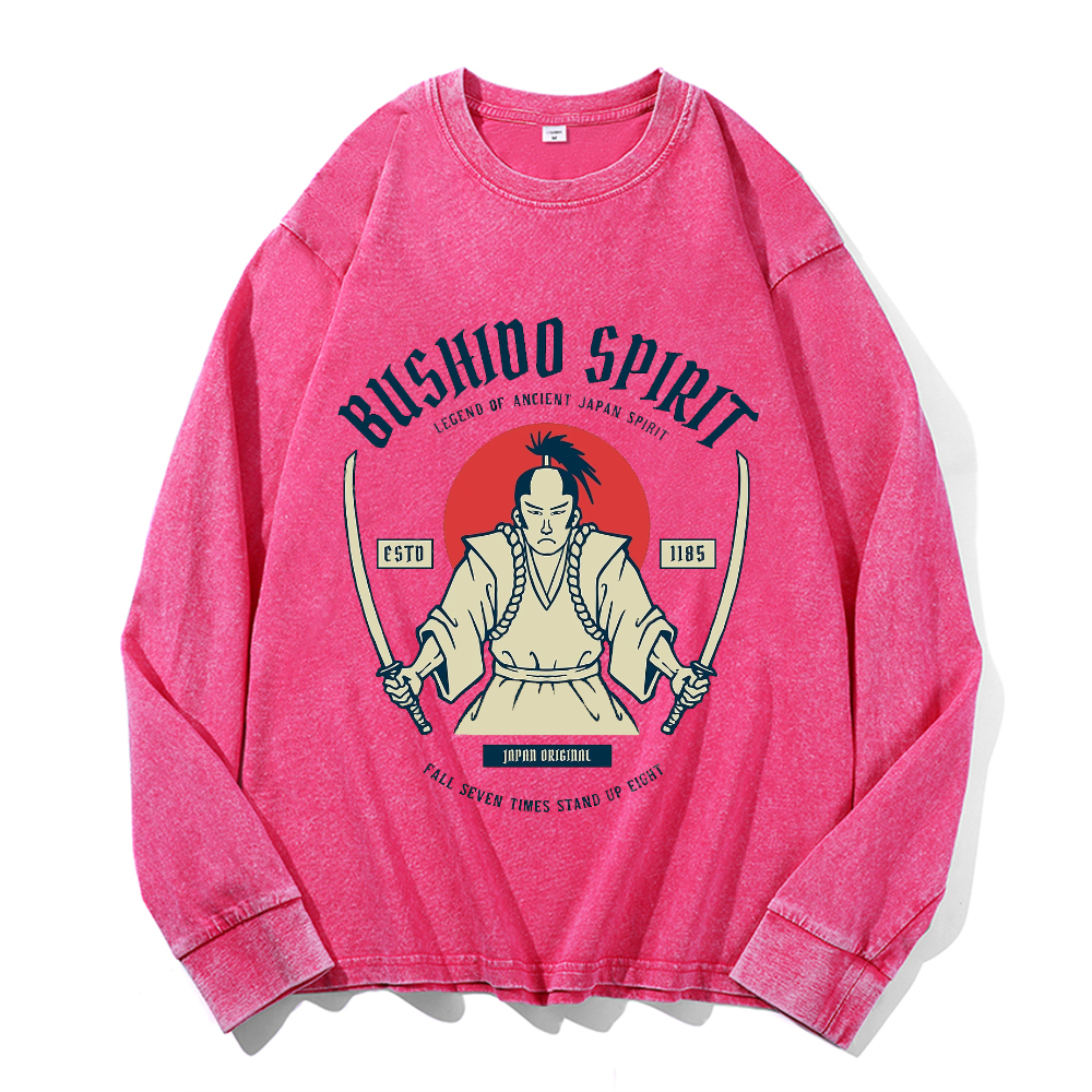 Vintage Cotton Wash Crewneck Long-Sleeve T-Shirt