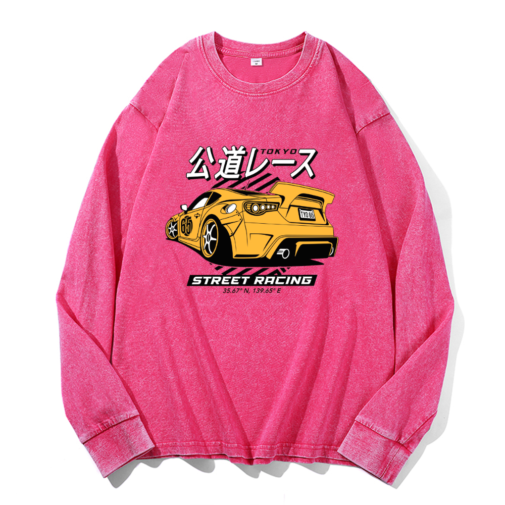Vintage Cotton Wash Crewneck Long-Sleeve T-Shirt