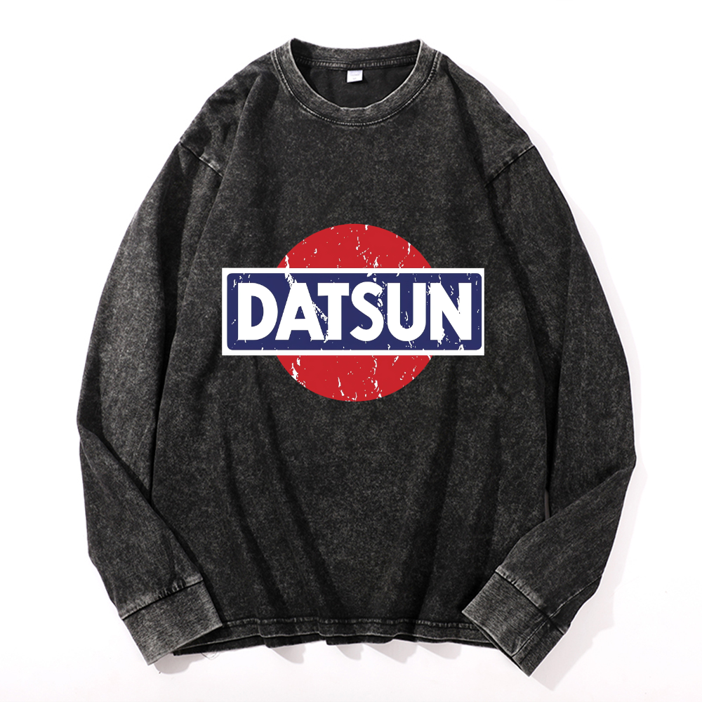 Vintage Cotton Wash Crewneck Long-Sleeve T-Shirt