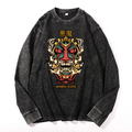 Japanese Eclipse Vintage Cotton Wash Crewneck Long-Sleeve T-Shirt