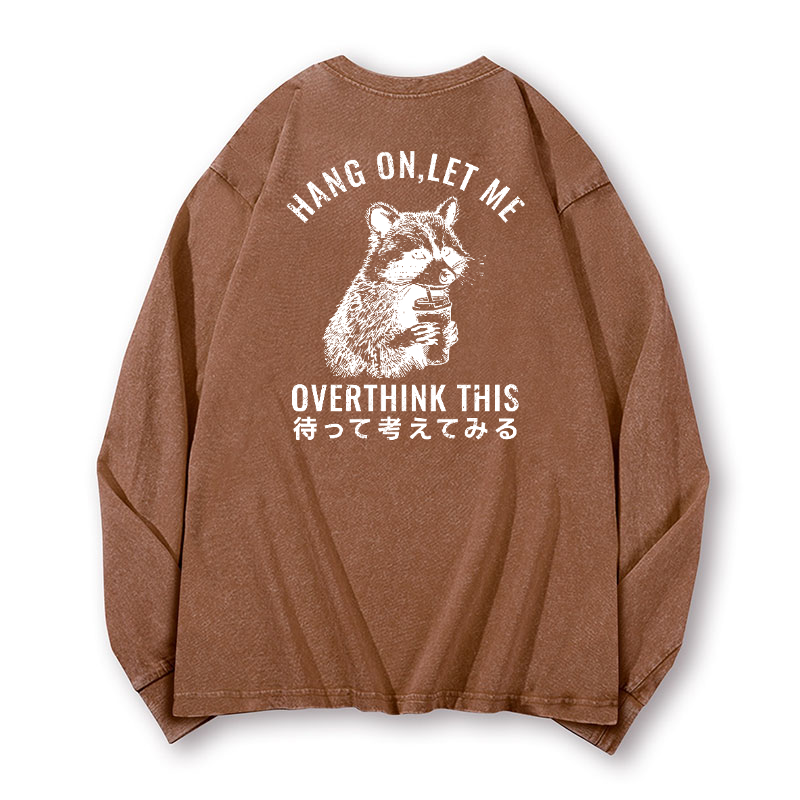 Racoon Vintage Washed Cotton Back Art Long-sleeve T-shirt