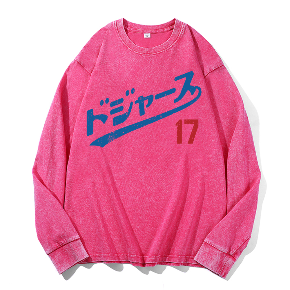 Dodger Baseball Vintage Cotton Wash Long-sleeve T-shirt