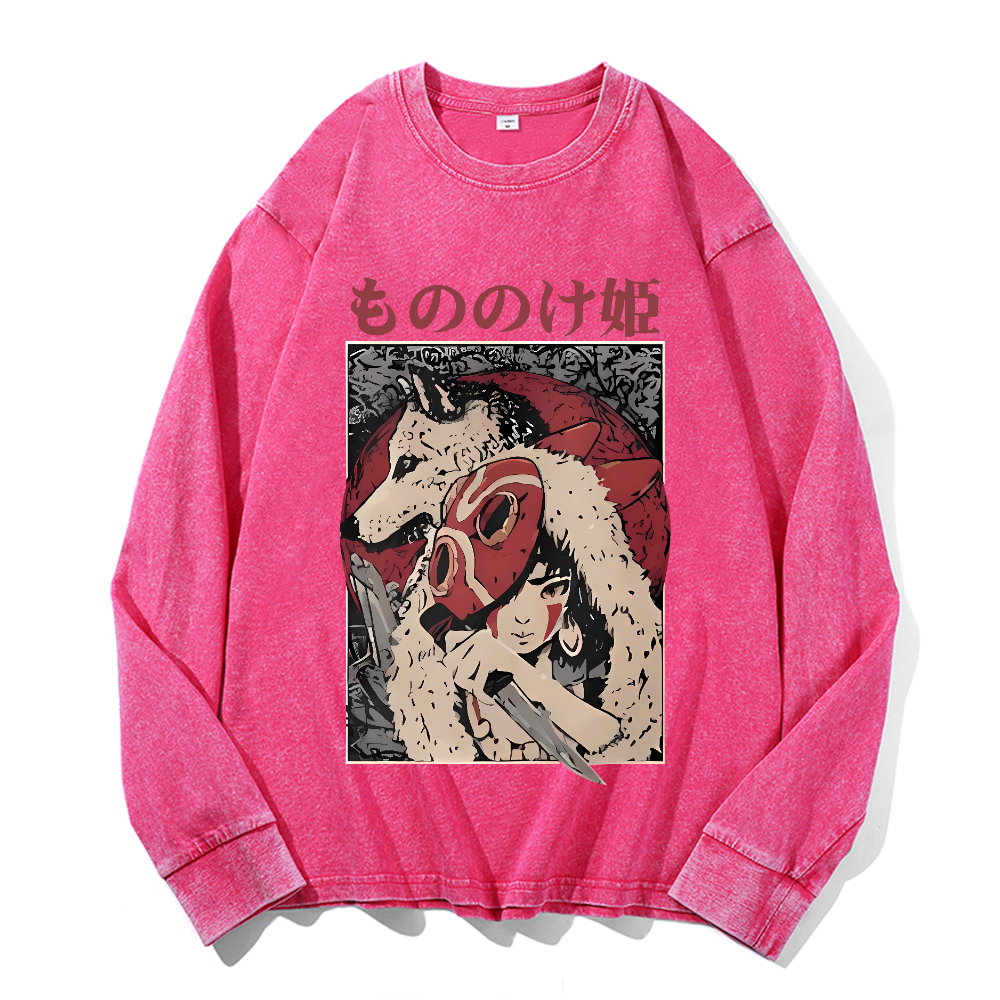 Vintage Cotton Wash Crewneck Long-Sleeve T-Shirt