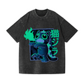 Cat Kaiju Vintage Wash Japanese Design T-Shirt