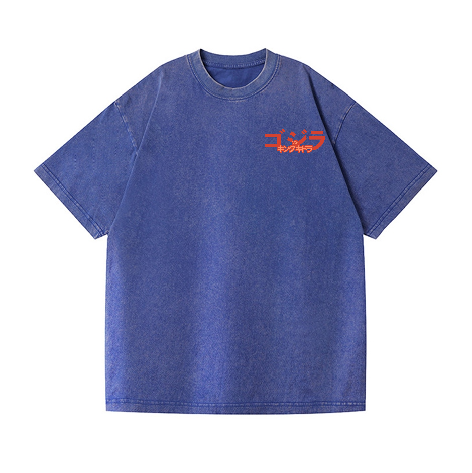 Kaiju Vintage Wash Japanese Design Back Art T-Shirt
