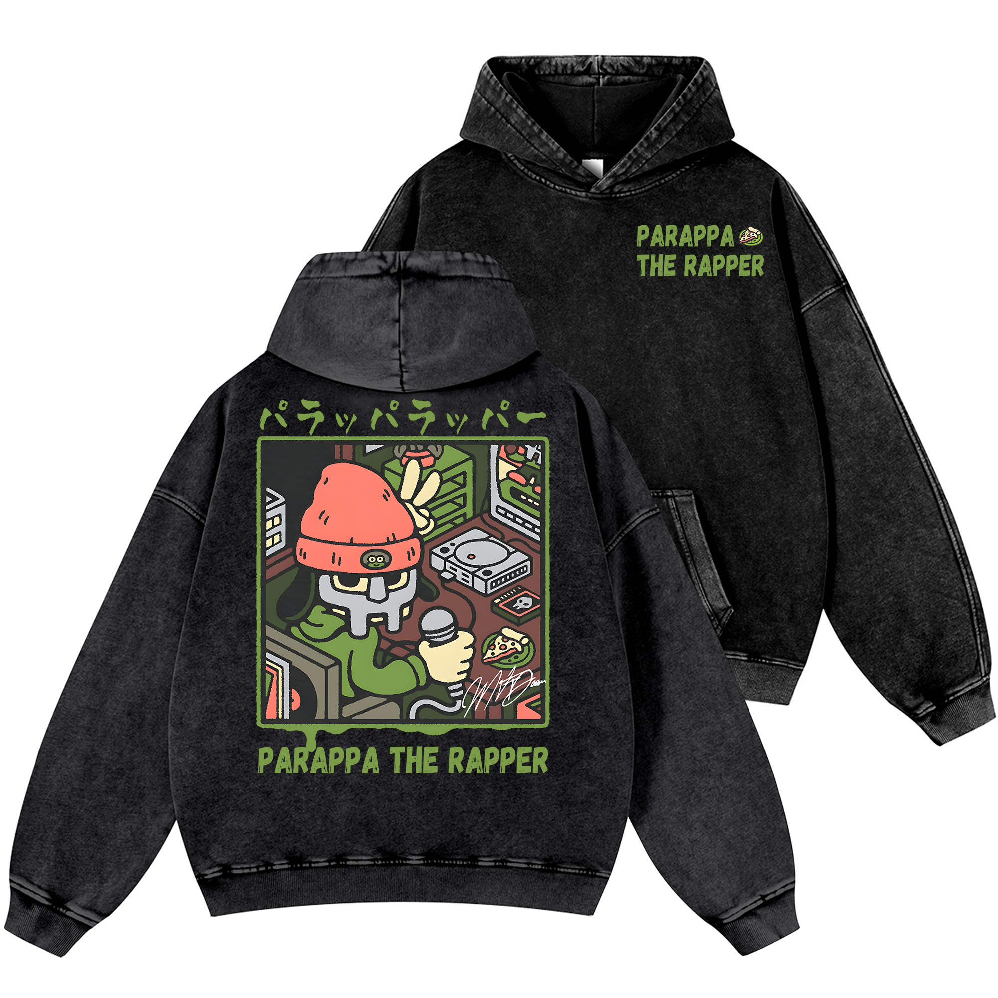 PaRappa the Rapper Vintage Washed Cotton Back Art Hoodie