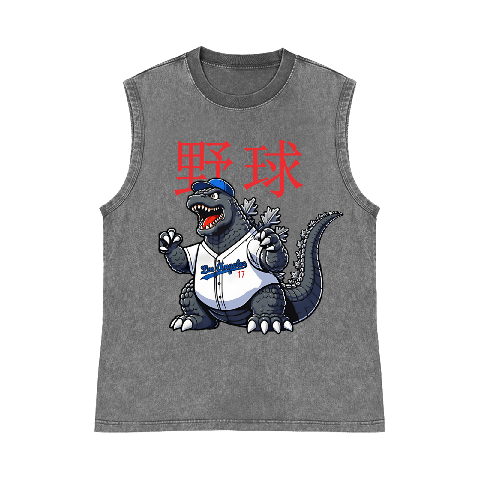 Los Angeles Dodgers Kaiju Tokyo Tiger Baseball Pure Cotton Wash-Dyed Sleeveless Tank Top