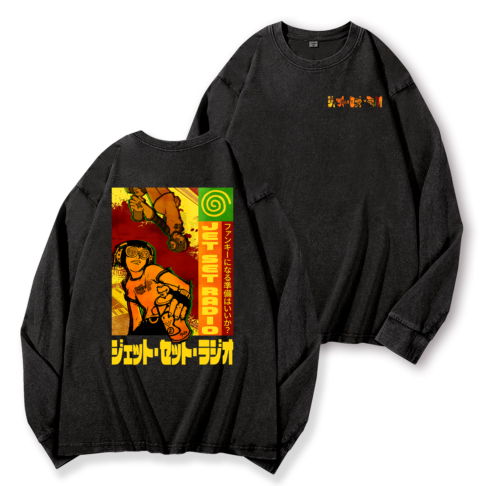 Jet Set Radio Vintage Washed Cotton Back Art Long-sleeve T-shirt