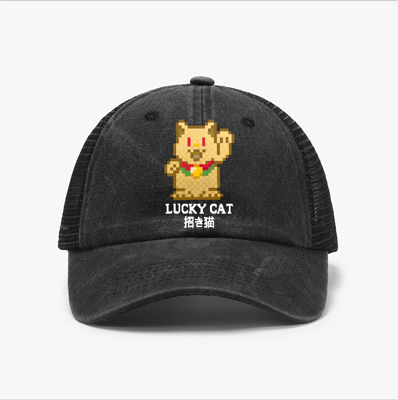 Mosaic Lucky Cat Vintage Cotton Breathable Hat